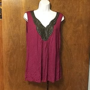 NWT CABLE &  GAUGE MULBERRY ADORNED TOP